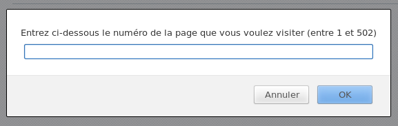 Saisie du numéro de page