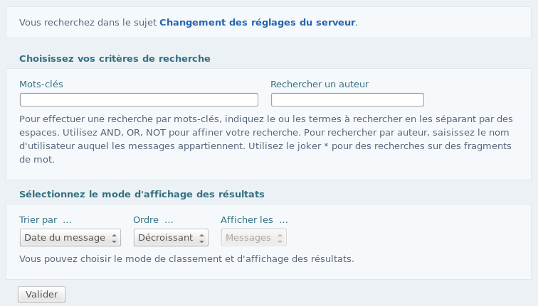 Interface de recherche